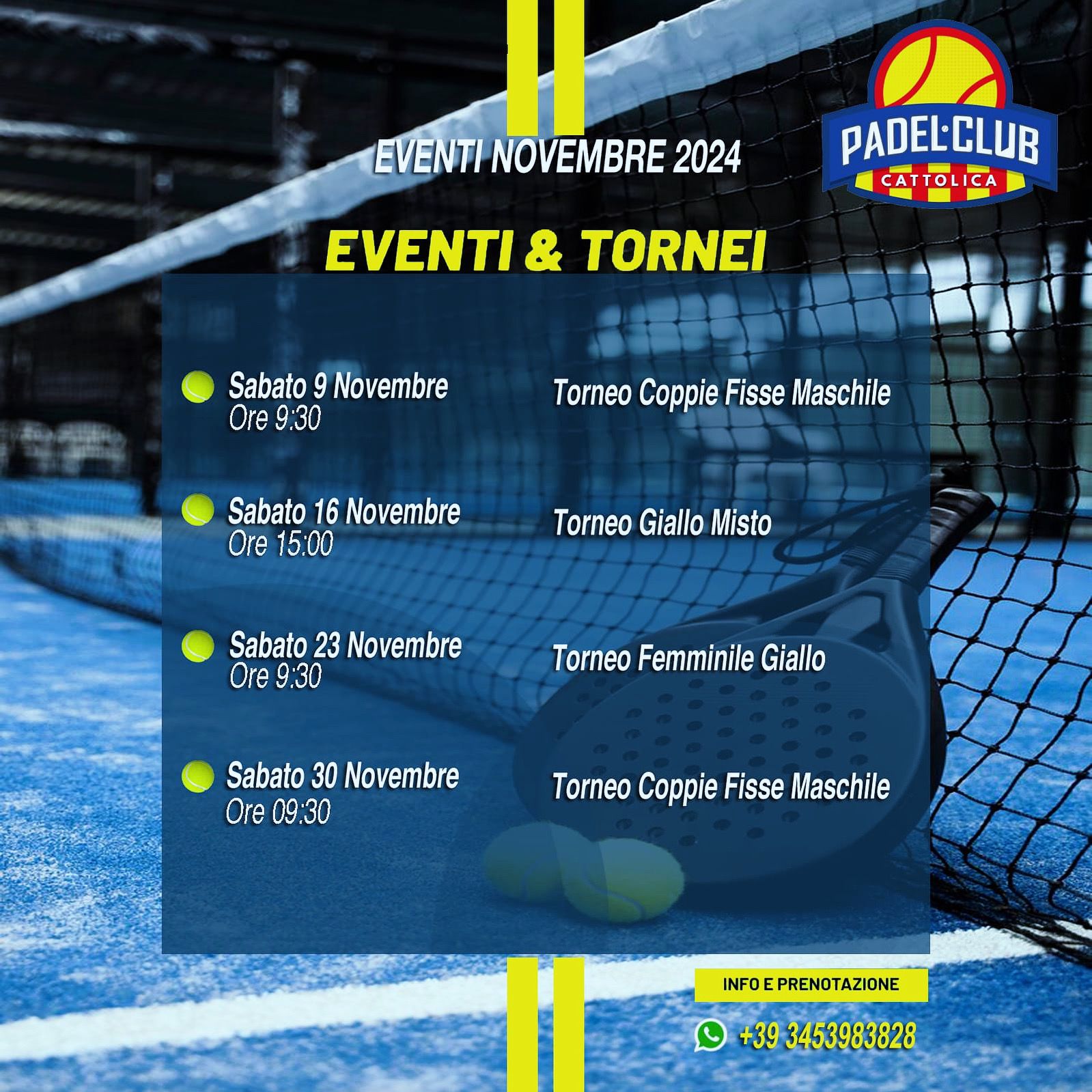 eventi padel novembre e tornei